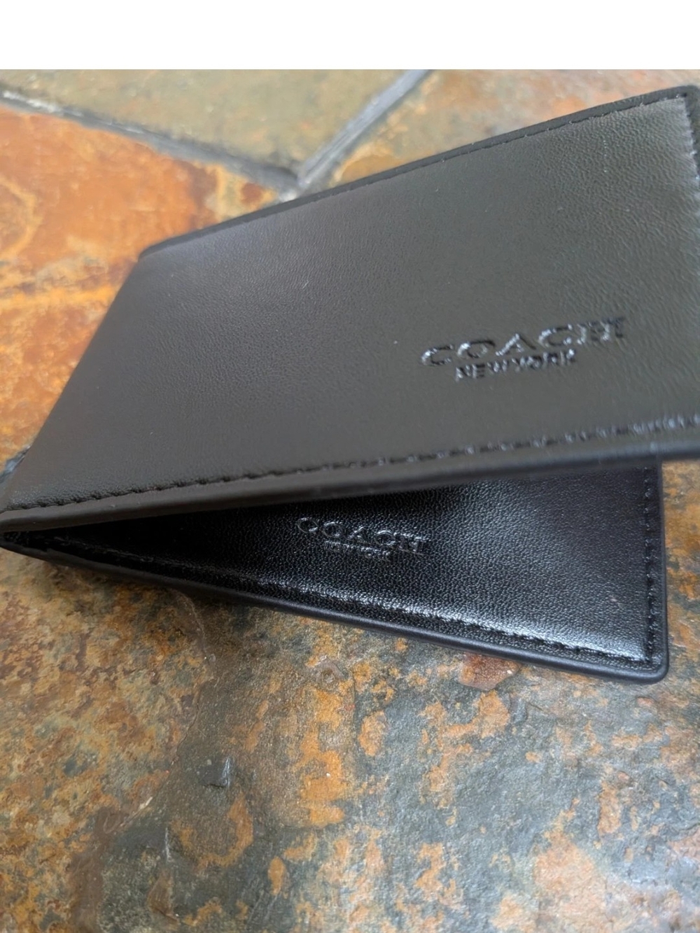 Coach Black Leather Folded Card And ID 🪪 Compact Wallet
